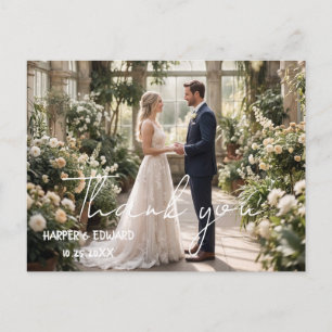 Carte Postale Photo de mariage personnalisé avec calligraphie él