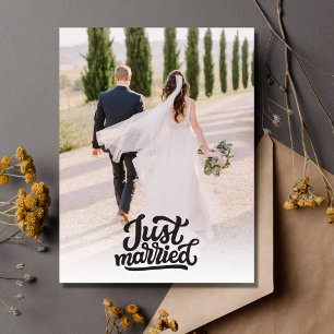 Carte Postale Photo de mariage remerciements Just Married