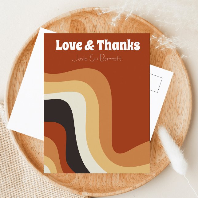 Carte Postale Photo de mariage rétro audacieux et groovy des ann (Créateur téléchargé)