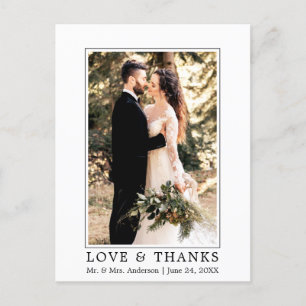 Carte Postale Photo de mariage simple et moderne de remerciement