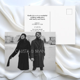 Carte Postale Photo de mariage stylée noir et blanc