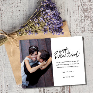 Carte Postale Photo de mariage tout juste célébré Remerciements