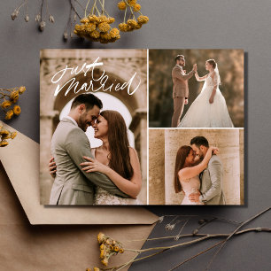 Carte Postale Photo de mariage tout juste célébré Remerciements