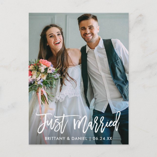 Carte Postale Photo de mariage Tout juste mariés Écriture Pincea (Devant)