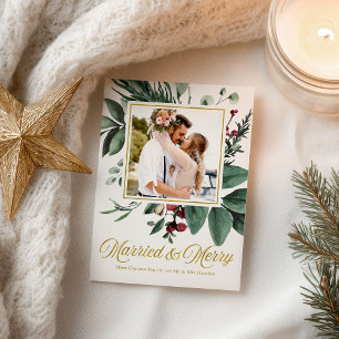 Carte Postale Photo de Married et Merry Holiday Christmas