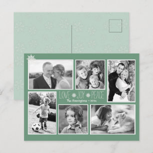 Carte postale photo de Noël Amour Joie Paix Flocon