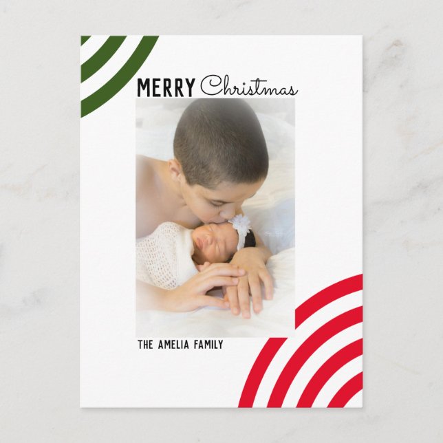 Carte Postale Photo de Noël arc-en-ciel joyeux (Devant)