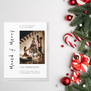 Carte Postale Photo de Noël Déplacé et Joyeux Nouvelle adresse D