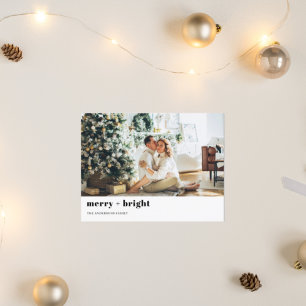 Carte Postale Photo de Noël en famille Joyeux + Lumineux Vac
