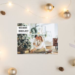 Carte Postale Photo de Noël en famille   Joyeux lumineux   Vacan