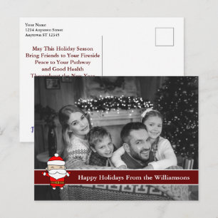 Carte Postale Photo de Noël en noir et blanc avec Père Noël