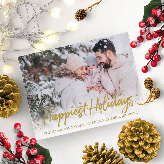 Carte Postale Photo de Noël Joyeuses Fêtes avec écriture dorée (Créateur téléchargé)