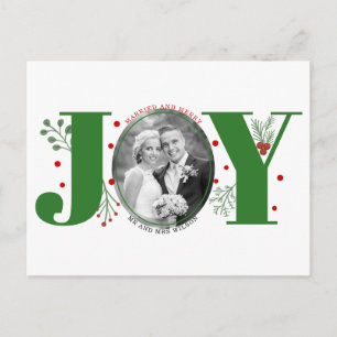Carte Postale Photo de Noël Marié et Joyeux vert JOIE