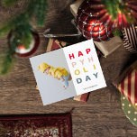 Carte Postale Photo de Noël moderne | Joyeuses vacances colorées<br><div class="desc">Photo de Noël moderne | Joyeuses vacances colorées</div>