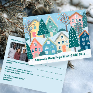 Carte Postale Photo de Noël personnalisé de village d'hiver enne