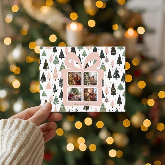 Carte postale photo de Noël rose moderne personnal (Créateur téléchargé)