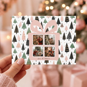 Carte postale photo de Noël rose moderne personnal