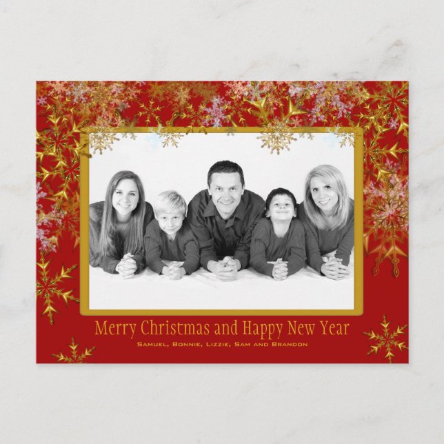 Carte postale photo de Noël rouge et or (Devant)