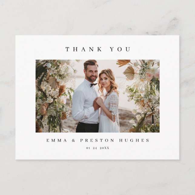 Carte Postale Photo de notes de remerciement de mariage moderne (Devant)
