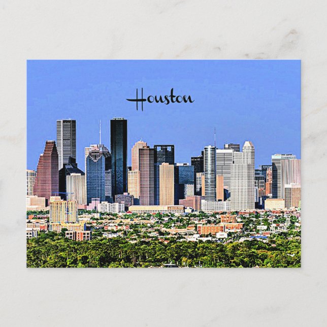Carte Postale Photo de paysage urbain panoramique de Houston, Te (Devant)