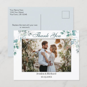 Carte postale photo de remerciement aquarelle