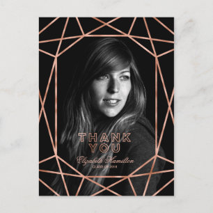 Carte Postale Photo de remerciement chic rose gold foil pour la 