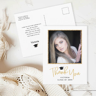Carte Postale Photo de remerciement de fin d'études en écriture 