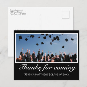Carte Postale Photo de remerciement de fin d'études minimaliste 