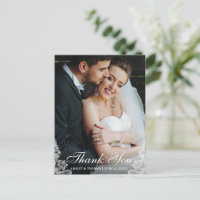 Photo de remerciement de mariage à dentelle