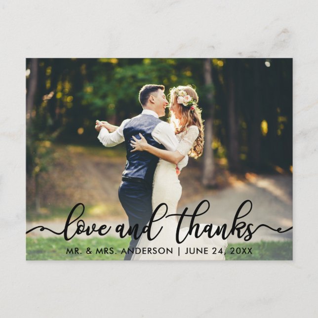 Carte Postale Photo de remerciement de mariage amour et gratitud (Devant)