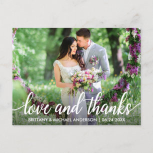 Carte Postale Photo de remerciement de mariage Amour et Merci