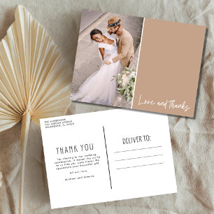 Carte Postale Photo de remerciement de mariage Amour et Merci