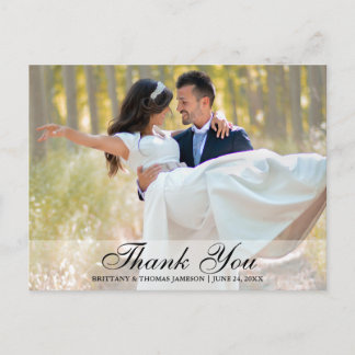 Carte postale photo de remerciement de mariage de 