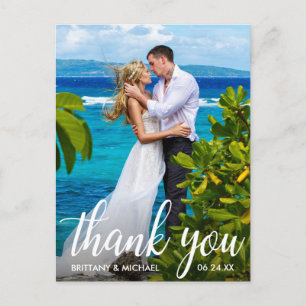Carte Postale Photo de remerciement de mariage de mariée et mari