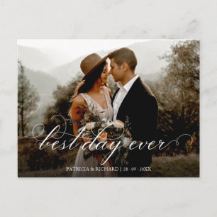 Carte Postale Photo de remerciement de mariage élégant Meilleur 