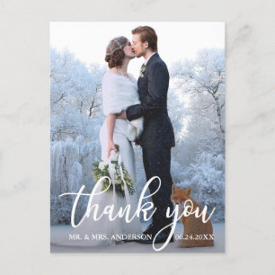 Carte Postale Photo de remerciement de mariage élégant pour mari