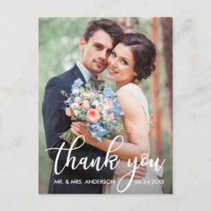 Carte Postale Photo de remerciement de mariage moderne pour mari
