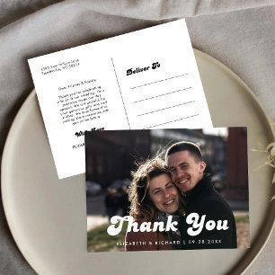 Carte Postale Photo de remerciement de mariage rétro élégant noi