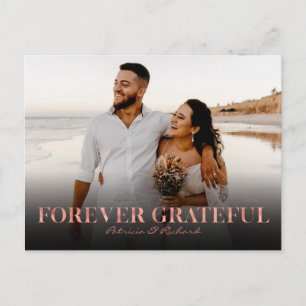 Carte Postale Photo de remerciement de mariage Rose Gold Forever