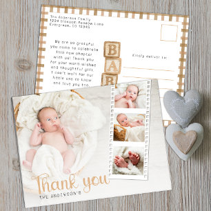 Carte postale photo de remerciement pour une baby