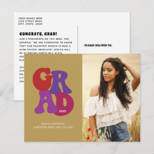 Carte Postale Photo de remise de diplôme rétro inspiré des année