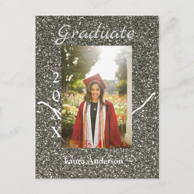 Carte Postale photo de remise de diplôme Silverglitter ajouter n (Devant)