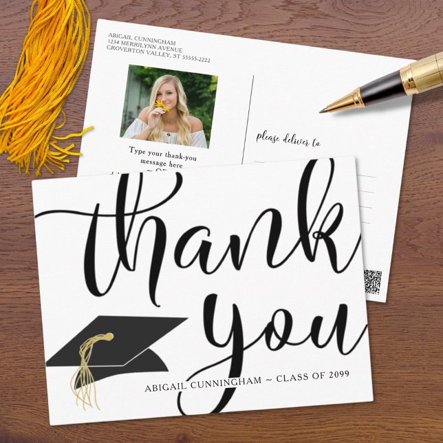 Carte Postale Photo de remise de diplômes Écriture calligraphiqu (Créateur téléchargé)