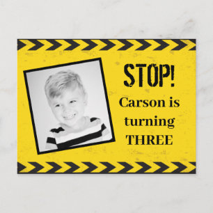 Carte Postale Photo de ruban de construction Fête d'anniversaire