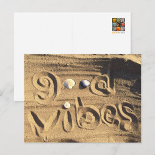 Carte Postale Photo de sable de plage et de coquillages Citation