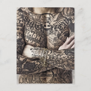 Carte Postale Photo de tatouage corporel masculin