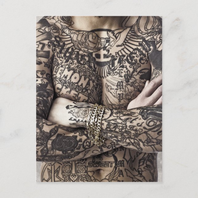 Carte Postale Photo de tatouage corporel masculin (Devant)