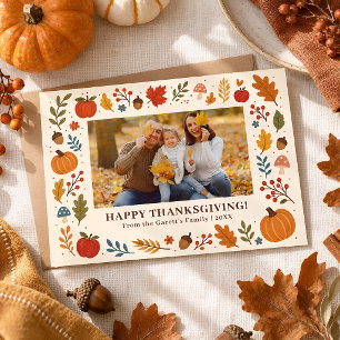 Carte Postale Photo de Thanksgiving personnalisé avec feuilles d