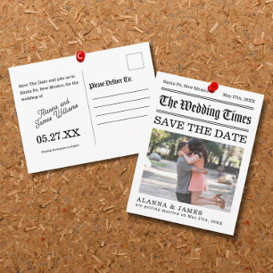 Carte Postale Photo de titre de journal vintage pour la date de