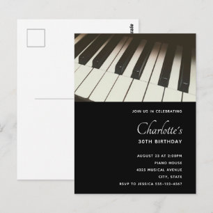 Carte Postale Photo de touches de piano B & N élégant - Invitati